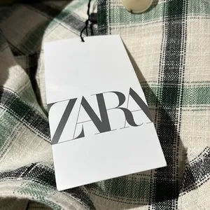 NWT Zara Plaid Overshirt Jacket Green Cream Relax Fit Bloggers Fav S thumbnail 6