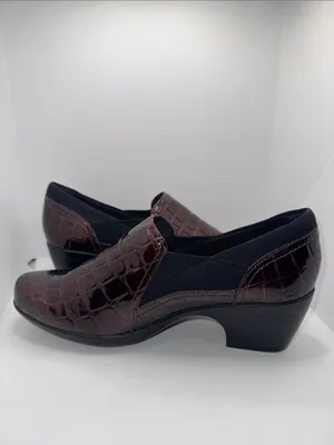 Clarks Emily Amelia Loafers Women's US 8.5 W Brown Croc Patent Shoes thumbnail 4