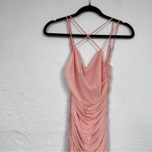 Lucy In The Sky Pink Strappy Ruched Bodycon Mini Dress Womens S Party Cocktail thumbnail 5
