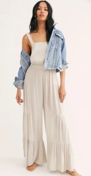 Free People Endless Summer Selfie Worthy Jumpsuit in Stone thumbnail 1