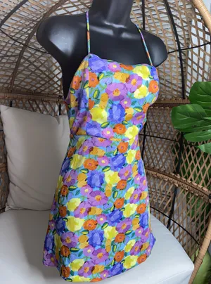 Zara multicolored floral print mini dress size medium Dress thumbnail 4