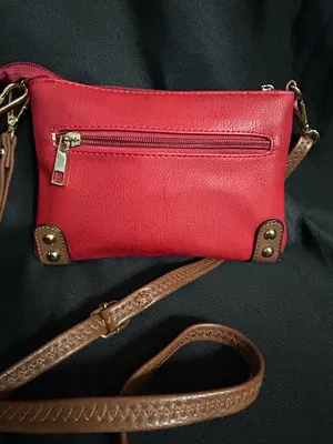 Women’s Red & Floral Crossbody Bag With Brown Strap Shoulder Purse thumbnail 2