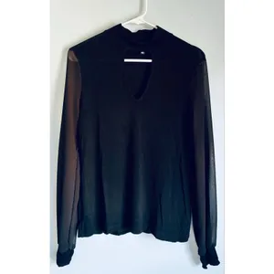 Lulus Black Long Sleeve Top Sheer Sleeves Keyhole V-Neck Modal Medium thumbnail 10