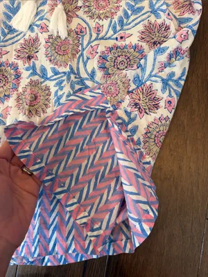 J. Crew Pink & Blue Floral Tassel Tunic Top Size Small - C11-720 thumbnail 6