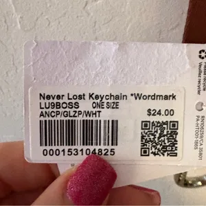 Lululemon Never Lost Keychain Word Mark NWT authentic ancp/glzp/wht thumbnail 3