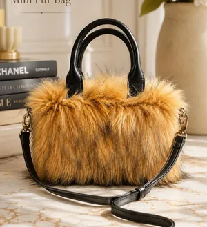 Anthropologie Mini Faux Fur Tote Plush Fuzzy Crossbody Shoulder Statement Bag thumbnail 1