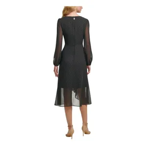 Tommy Hilfiger Surplice Neckline Knee Length Evening Hi-Lo Dress Black Multi 16 thumbnail 7