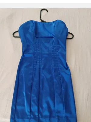 bebe Cobalt Blue Strapless Satin Cocktail Dress thumbnail 2