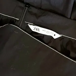 ZARA‎ Luiza Black Midi Dress Tie Back Contrast Stitching Pockets Poplin X-Large thumbnail 11