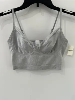 Aerie Superchill Seamless Corset Tank Top Longline Bra NEW Gray Size Small thumbnail 2