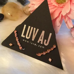 LUV AJ Rose Gold Climbing Ear Crawler Stud Earring Black thumbnail 6