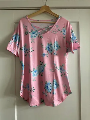 Baby Pink Crisscross Floral Tee thumbnail 3