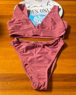 Lulu's Dusty Rose Two-Piece Bikini Set thumbnail 1