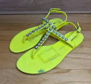 Stuart Weitzman Goldie Jelly Sandals in Neon Yellow - Size 7 thumbnail 1