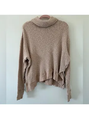 Free People We the Free Tommy Neutral Minimalistic Turtleneck size medium thumbnail 4