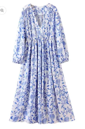 Goodnight Macaroon Blue White Maxi Dress Small thumbnail 1