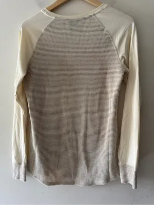 Columbia Cream and Gray Waffle Knit Thermal Long Sleeve Top‎ thumbnail 3