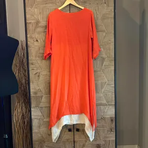 Anself Womens Orange And Cream Layered Tunic Dress Size L Bohemian thumbnail 2