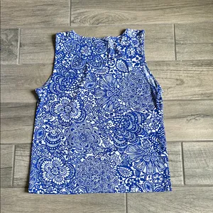 Ann Taylor Blue and White Paisley Print Tank Top thumbnail 4