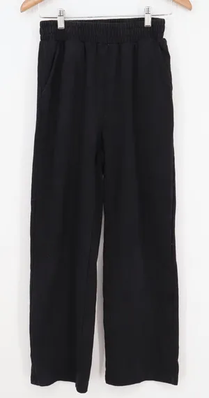 AC Womens Wide Leg Sweatpants Black Elastic Waist Cotton Blend Size S thumbnail 1