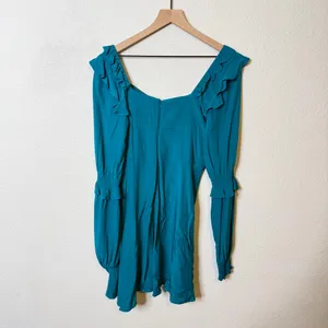 For Love & Lemons Teal Blue Ruffle Long Sleeve Mini Peasant Dress Womens Size M‎ thumbnail 6