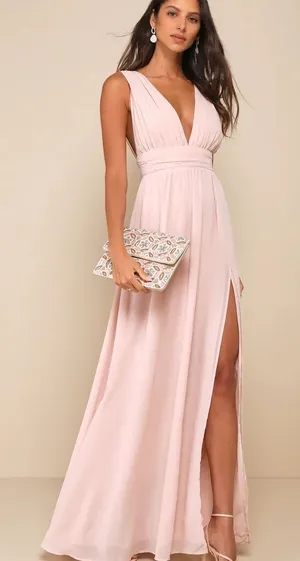 NWT Lulus Heavenly Hues Blush Maxi Dress Size Extra Small‎ thumbnail 1