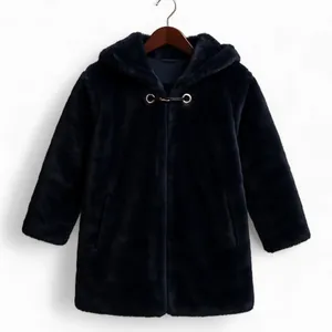 Women's Hooded Faux Fur Coat Blue XSmall Winter Cozy Mob Wife Classic Timeless thumbnail 1
