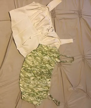 Kendall & Kylie Green Swirl and Cream Camisole Duo thumbnail 1