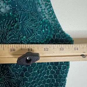 Sherri Hill sleeveless high neck Beaded evening Gown dress Emerald Green Size 4 thumbnail 5