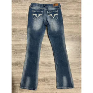 Royal Blue Womens Jeans 26x31 Low Rise Bootcut‎ Medium Wash Y2K Contrast Stitch thumbnail 3
