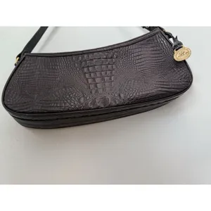 Brahmin black Anytime‎ Mini Melborn Croc Leather Shoulder Bag Hobo Luxury thumbnail 4