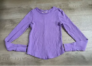 EUC We the Free Free People Thermal Waffle knit Top Purple stretch Size Small thumbnail 1