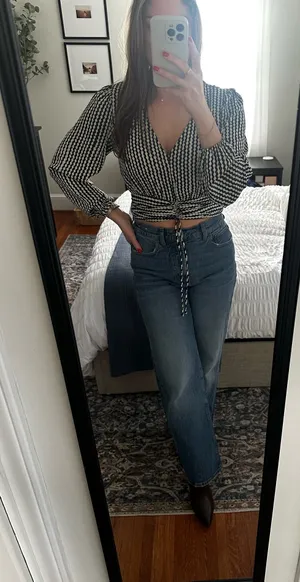 Cropped black and cream blouse thumbnail 1