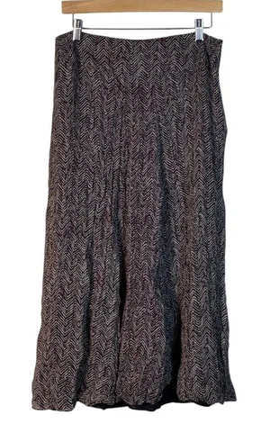 Jones New York Chevron Zigzag 100% Silk Midi Skirt Burgundy Black Size 10 thumbnail 1