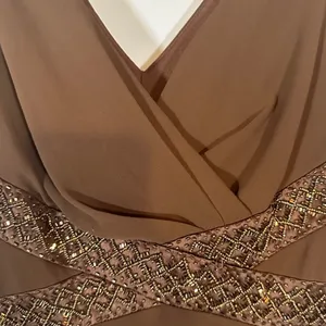 Eliza J Brown Sleeveless V-Neck Embellished Beaded Waist Maxi Dress Women Sz 4 thumbnail 6