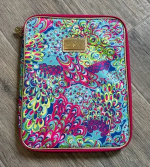 Lilly Pulitzer Agenda Folio Organizer Pink Multi Zip Case iPad Tablet 10x12.5" thumbnail 1
