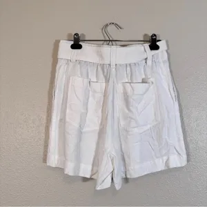 Rachel Zoe White Linen Blend High Rise Dressy Shorts Womens 6 Preppy Belted thumbnail 9