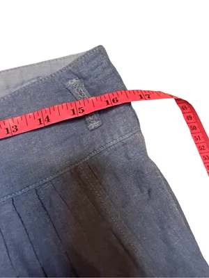 💙 Louie Size 2 Linen Wide Leg Crop‎ Pants Blue Relaxed Fit 33” Waist 💙 thumbnail 3