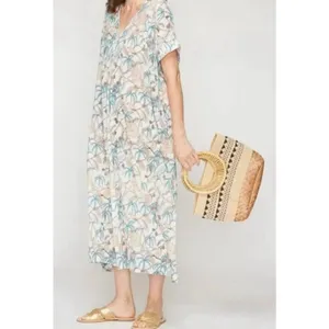 Roller rabbit Goan Forrest Jungle Print Kaftan dress coverup M/L thumbnail 2