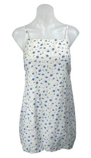 American Eagle White Linen Floral Sleeveless Cami Camisole Mini Tank Dress Sz M thumbnail 1