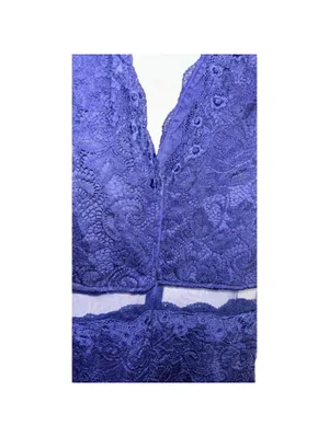 FLAW Juniors Maniju Navy Lace Evening Gown Mermaid High Slit Peekaboo Cut Out thumbnail 7