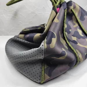 Haute Shore Camo Neoprene Tote Bag Pink Orange Stripe w/ Cosmetic Bag Gym Beach thumbnail 10