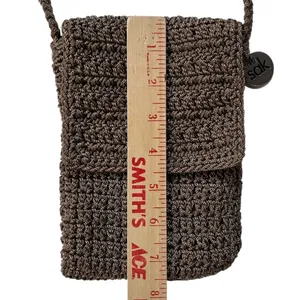 Vintage 90’s The SAK Crochet Bag Y2K Crossbody Shoulder Purse Brown Zip 5.5x7.5 thumbnail 9