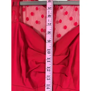 Torrid Red Polka Dot Mesh Yoke Fit and Flare Midi Dress Size 14 Retro Style thumbnail 11