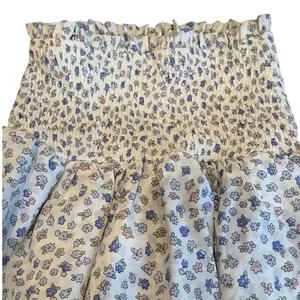 Princess Polly Floral Smocked Mini Skirt Ruffle Casual Summer Cream Blue Size 2 thumbnail 5