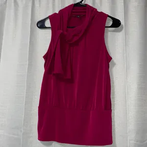Express Magenta Side Front Tie Sleeveless Banded Waist Blouse thumbnail 2