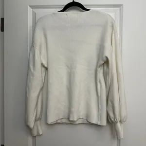 All in Favor Rib Bishop Sleeve Surplice Ribbed Sweater thumbnail 3