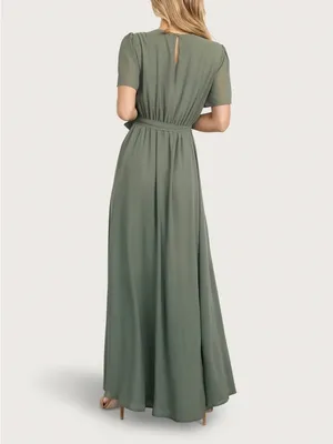 NWT Baltic Born Naomi Short Sleeve Maxi Dress Dark Sage Green Size Medium thumbnail 4