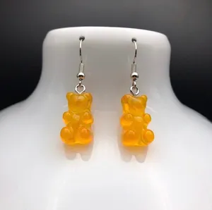 Handmade Orange Teddy Bear / Gummy Bear Earrings thumbnail 2
