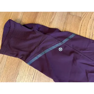 Lululemon Crop Leggings 10 Maroon Burgundy Stripe Activewear Yoga Pants‎ thumbnail 5